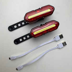 USB Rechargeable LED Light, Front & Rear, Fits E-board Bikes, Helmets. Red + White